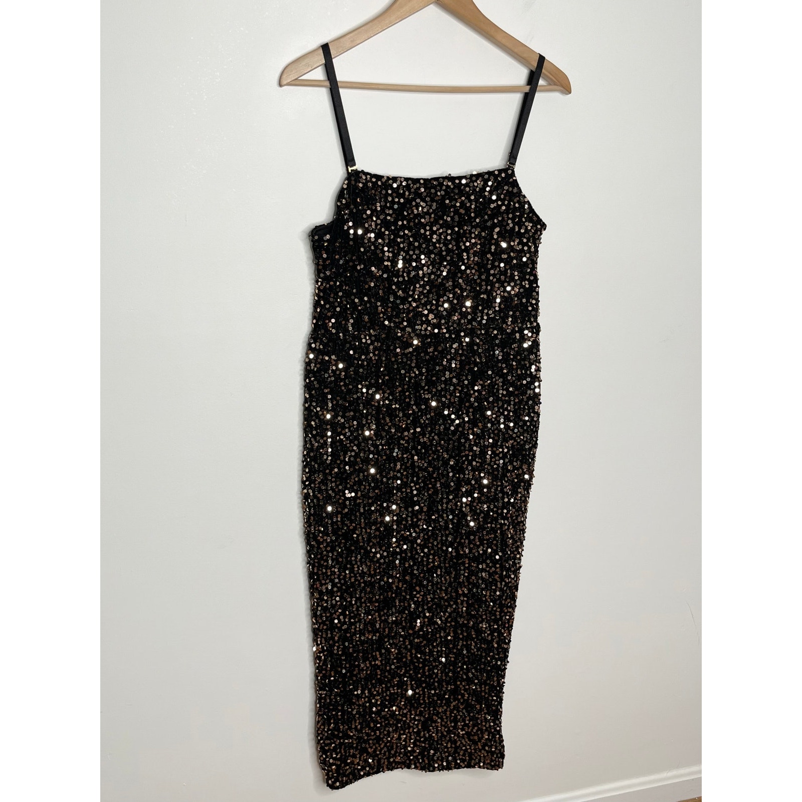 Rebdolls Womens Soraya Sequin Midi Bodycon Dress M Black Cocktail Party Holiday — image 5 of 8
